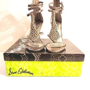 Sam Edelman Silver Leather Heeled Sandals